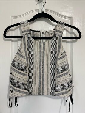 BCBGeneration Cream and Black Striped Crop Tank